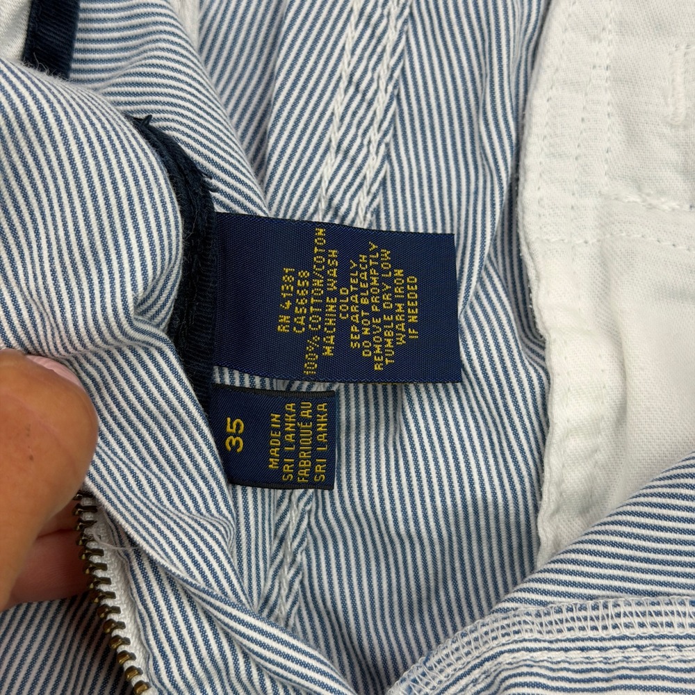 Polo Ralph Lauren Cargo Shorts Mens 33 Blue White Stripe Paratrooper Military - Picture 6 of 13